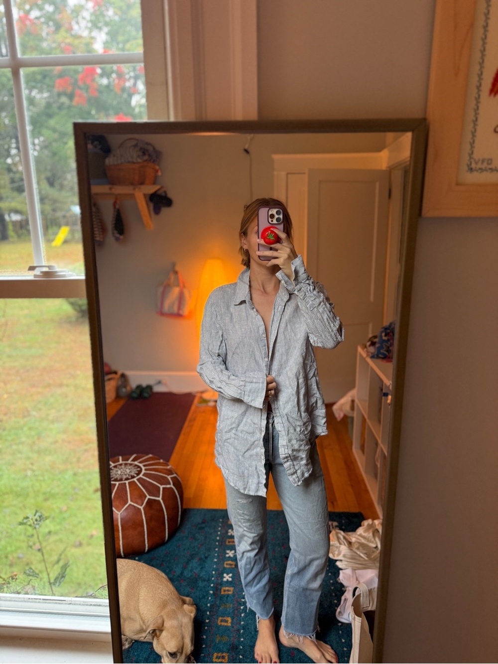 Quince Light Gray Women's Linen-Blend Shirt Jacket